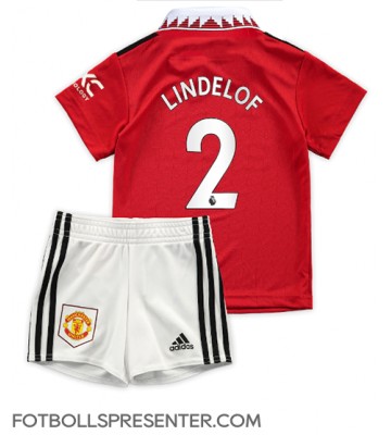 Manchester United Victor Lindelof #2 Hemmatröja Barn 2022-23 Kortärmad (+ korta byxor)
